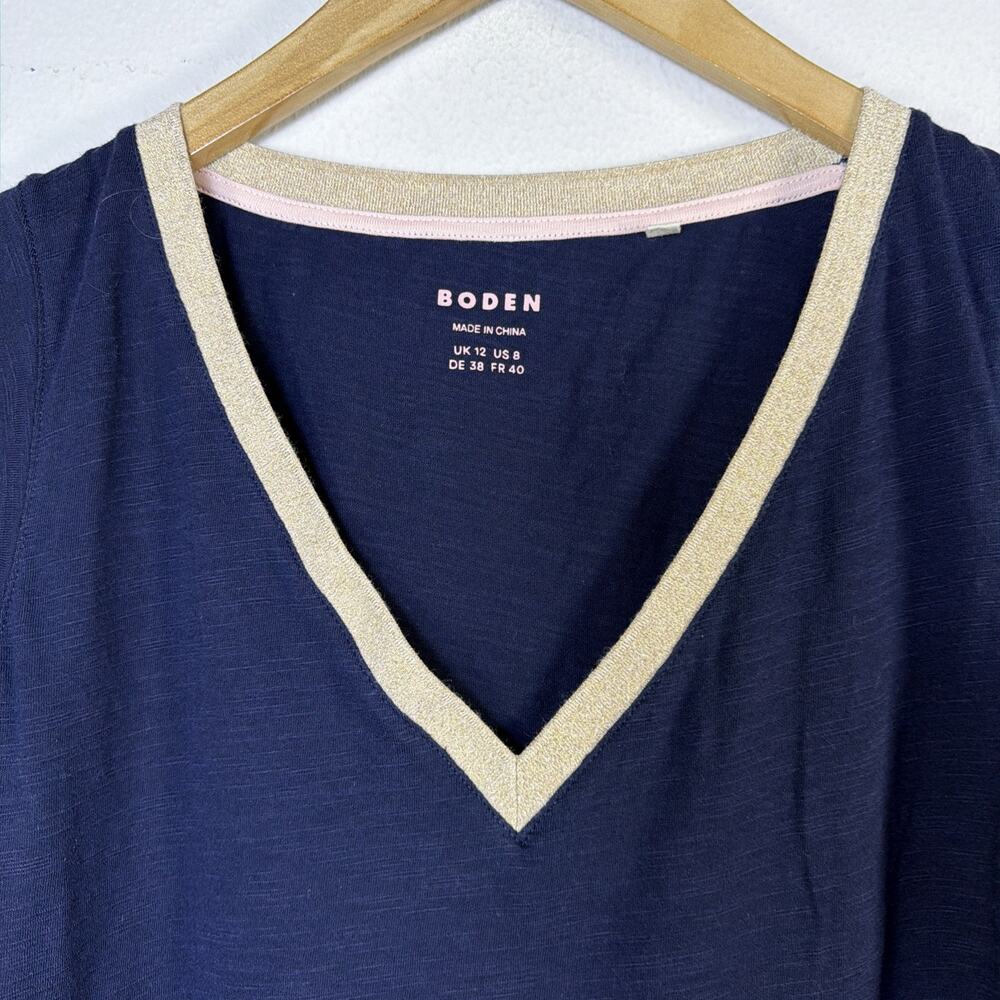 Boden Peggy Top tank navy gold sparkle womens 8 minimalist festival career - Picture 7 of 13